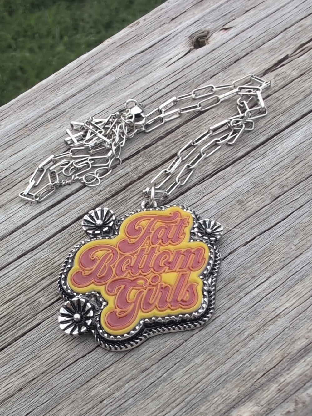 Pink and Yellow "Fat Bottom Girls" Pendant Necklace - Women Jewelry